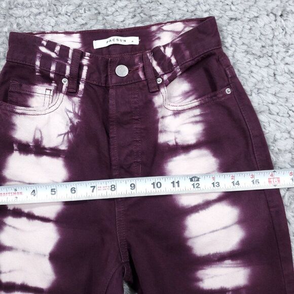 PacSun Eco Raspberry Tie Dye High Waisted Straight Leg Jeans Size 22 Purple Crop - Picture 9 of 11